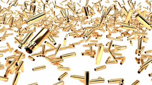 Videohive - Bullets Cases Fall on a White Surface - 32973622