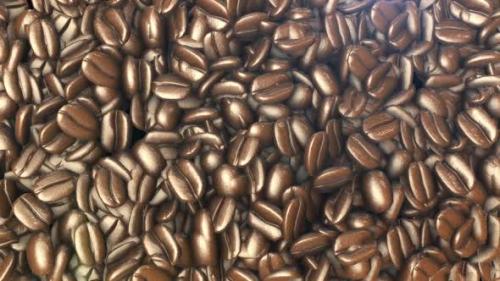 Videohive - A beautiful background of coffee beans. 3D animation of coffee beans view from above - 33063271