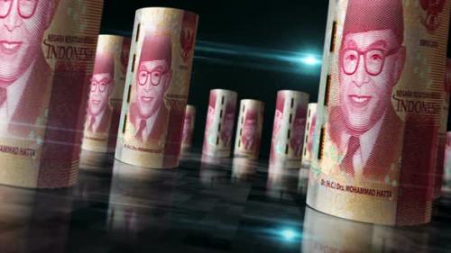 Videohive - Indonesian Rupiah money banknotes rolls seamless loop - 33063535