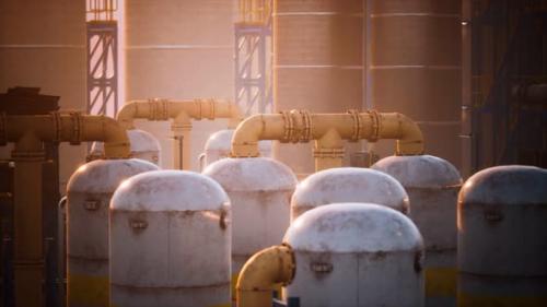 Videohive - Refinery Factory with Oil Storage Tanks - 33080882
