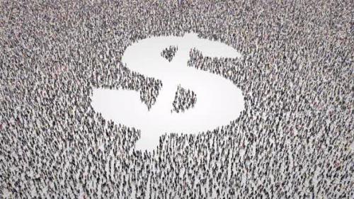 Videohive - Crowd Of People Leaving Out A Dollar Symbol - 23351486