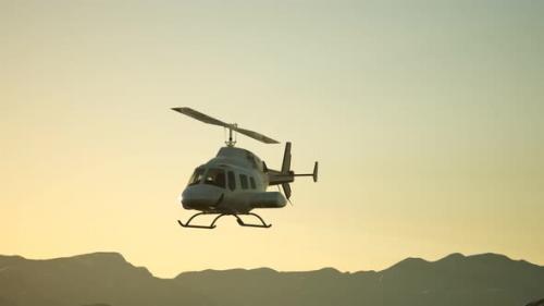 Videohive - Extreme Slow Motion Flying Helicopter and Sunset Sky - 33100527