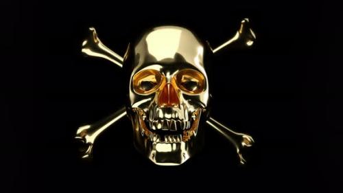 Videohive - Golden Skull with crossed bones or totenkopf with alpha - 33116687