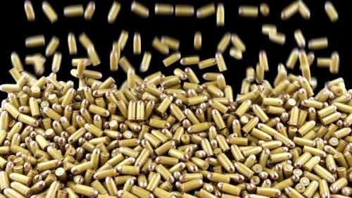 Videohive - Filling the frame with bullets: Ammo and weapon. Alpha is included - 33116702