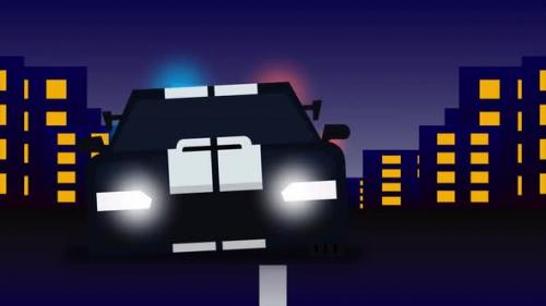 Videohive - Animation of Cop Car Chasing a Criminal Car at night. - 33118664