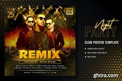 Gold Party Poster Template