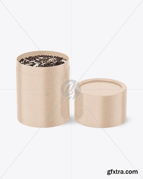 GLossy Kraft Paper Tube With Tea Mockup 86321
