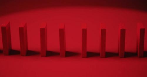 Videohive - Red Dominoes Falling in Chain Reaction - 30300530