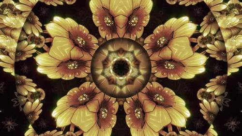 Videohive - Golden Flowers Kaleidoscope - 33055242