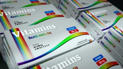 Videohive - Vitamin tablets pack production line loopable seamless - 33056144