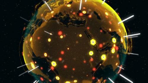 Videohive - 3D Digital Earth shows concept of global network. - 33155535
