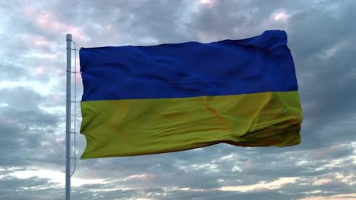 Videohive - Realistic flag of Ukraine waving in the wind against deep dramatic sky - 33166890