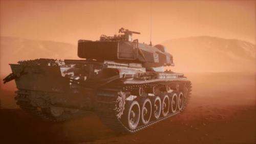 Videohive - World War II Tank in Desert in Sand Storm - 33152819