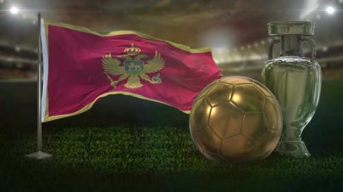 Videohive - Montenegro Flag With Football And Cup Background Loop - 33154714
