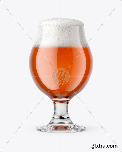 Tulip Glass With Amber Ale Beer Mockup 86481