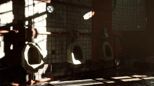Videohive - Abantoned Old Public Toilet with Bright Lights - 33166636