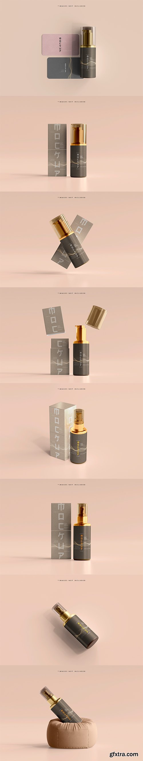 Cosmetic spray bottle and box mockup