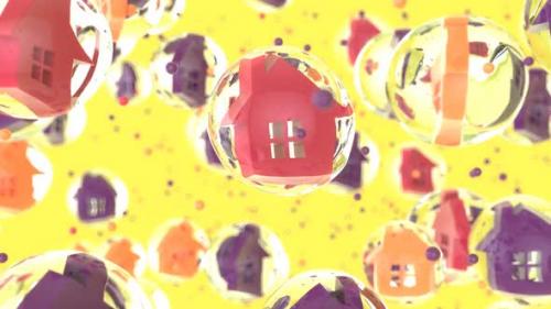 Videohive - Abstract art background of houses in bubbles - 33172049