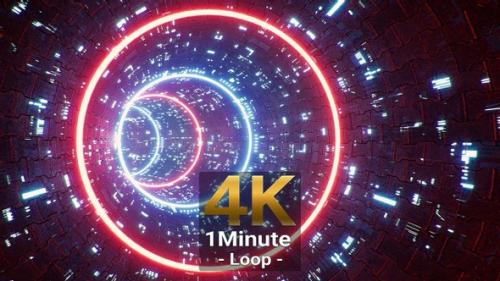 Videohive - Red and Blue Light Sci Fi VJ Tunnel 4K - 33182472