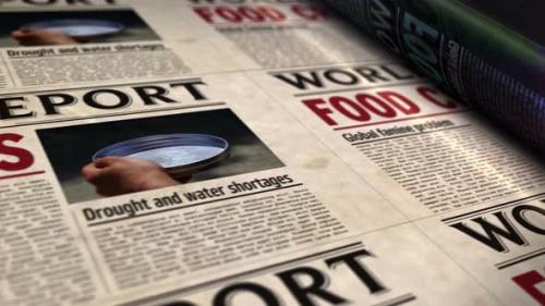Videohive - Food crisis news, famine and hunger disaster newspaper printing press - 33183076