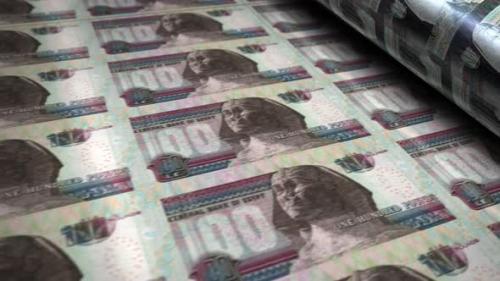 Videohive - Egyptian Pound money banknotes printing seamless loop - 33189296