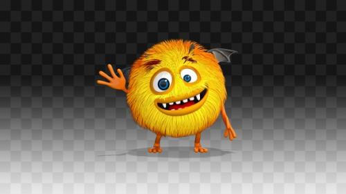 Videohive - Furry Monster Harry stands and greets with his hand - 33139848