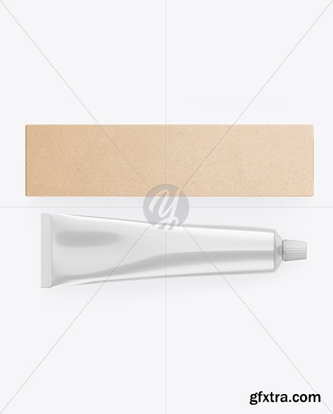 Kraft Box w/ Glossy Metallic Cosmetic Tube mockup 83579