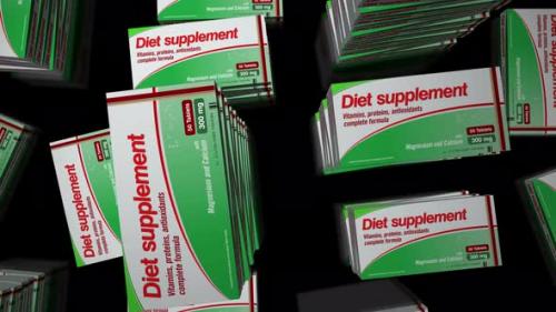 Videohive - Diet supplement pills in packs procurement loop - 33216327