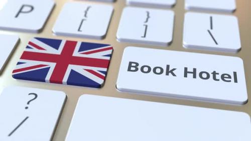 Videohive - BOOK HOTEL Text and Flag of Great Britain on the Keyboard - 33226884