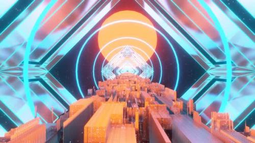 Videohive - Seamless Loop of Cyber City in Space - 33236516