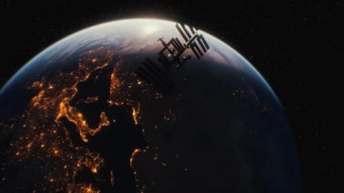Videohive - International Space Station in Outer Space Over the Planet Earth Orbit - 33259370