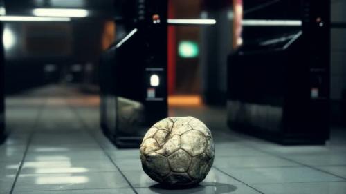 Videohive - Old Soccer Ball in Empty Subway - 33259585
