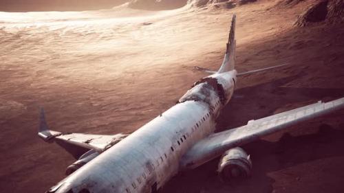 Videohive - Abandoned Crushed Plane in Desert - 33259760