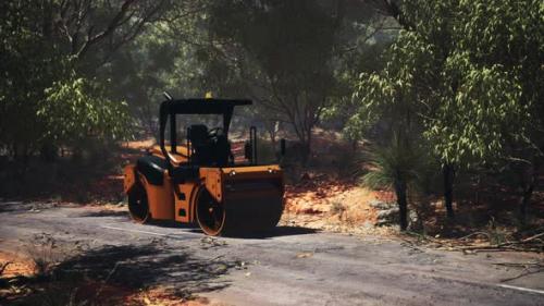 Videohive - Road Roller Tractor in the Forest - 33260346