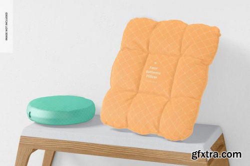 Four buttons pillows mockup