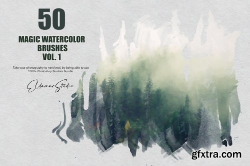 CreativeMarket - 50 Magic Watercolor Brushes - Vol. 1 6258390