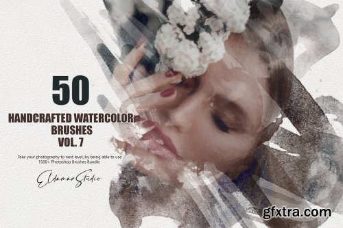 CreativeMarket - 50 Handcrafted Watercolor Brushes - Vol. 7 6258384