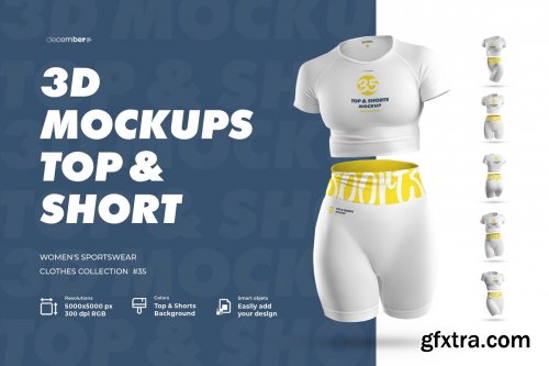 CreativeMarket - 3D Mockup Top & Shorts Sportswears 6260685