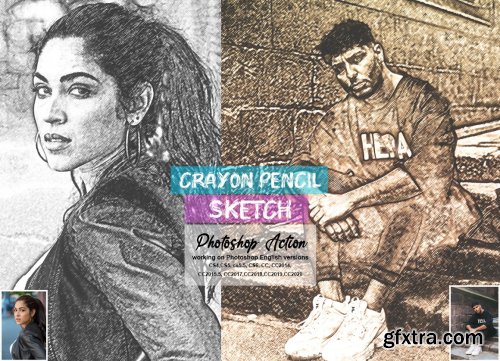 CreativeMarket - Crayon Pencil Sketch PS Action 5660336