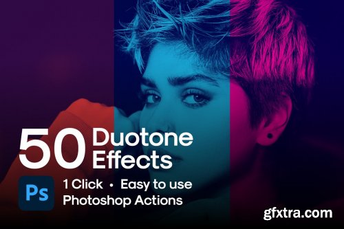 CreativeMarket - 50 Duotone Photoshop Actions 6234691