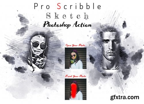 CreativeMarket - Pro Scribble Sketch PS Action 6314308