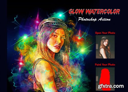 CreativeMarket - Glow Watercolor Photoshop Action 6309021