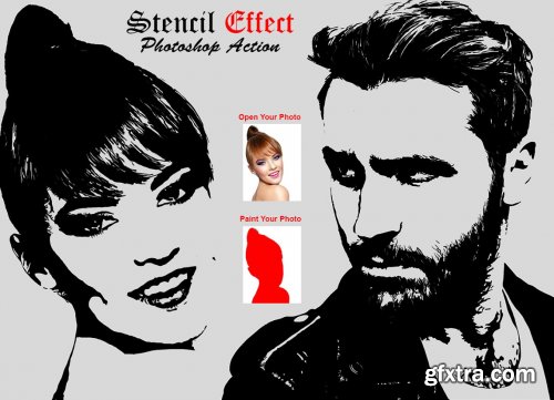 CreativeMarket - Stencil Effect Photoshop Action 6276593