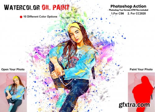 CreativeMarket - Watercolor Oil Paint PS Action 6258660