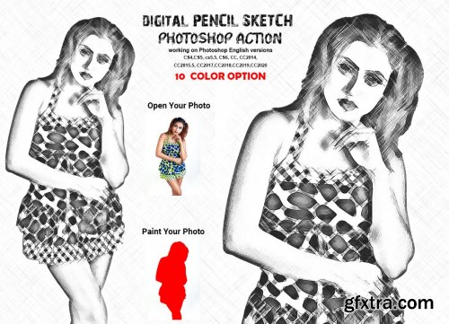 CreativeMarket - Digital Pencil Sketch PS Action 6284365