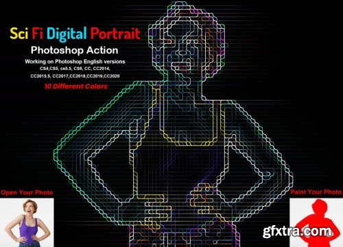 CreativeMarket - Sci-fi Digital Portrait PS Action 5904897