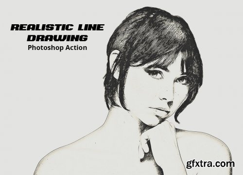 CreativeMarket - Realistic Line Drawing Ps Action 5114632
