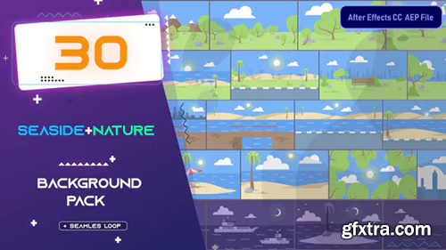 Videohive 30 Flat Seaside and Nature Background Pack - AE 33314328