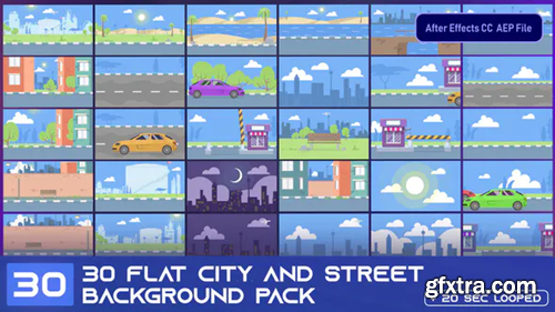 Videohive 30 Flat City and Street Background Pack - AE 33314291