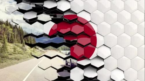 Videohive - Japan Flag Hexagon Transition - 4K Resolution - 33310839